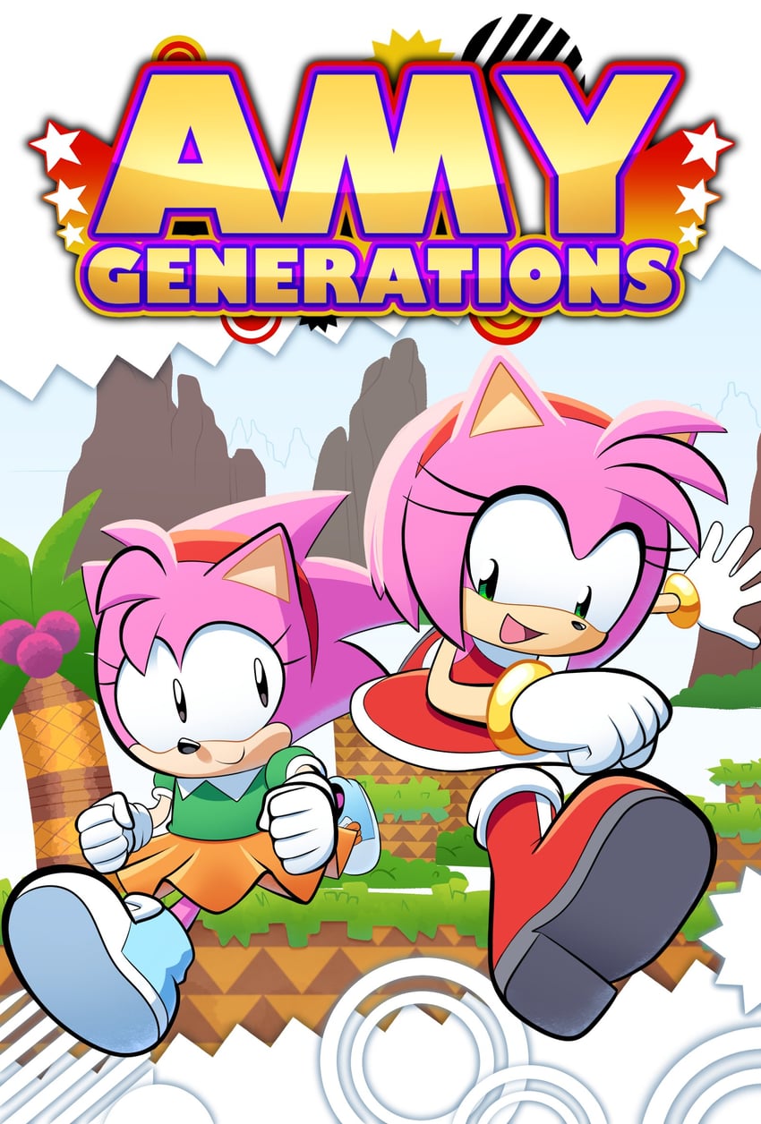 amy rose and classic amy (sonic and 1 more) drawn by galaxy_cowboy