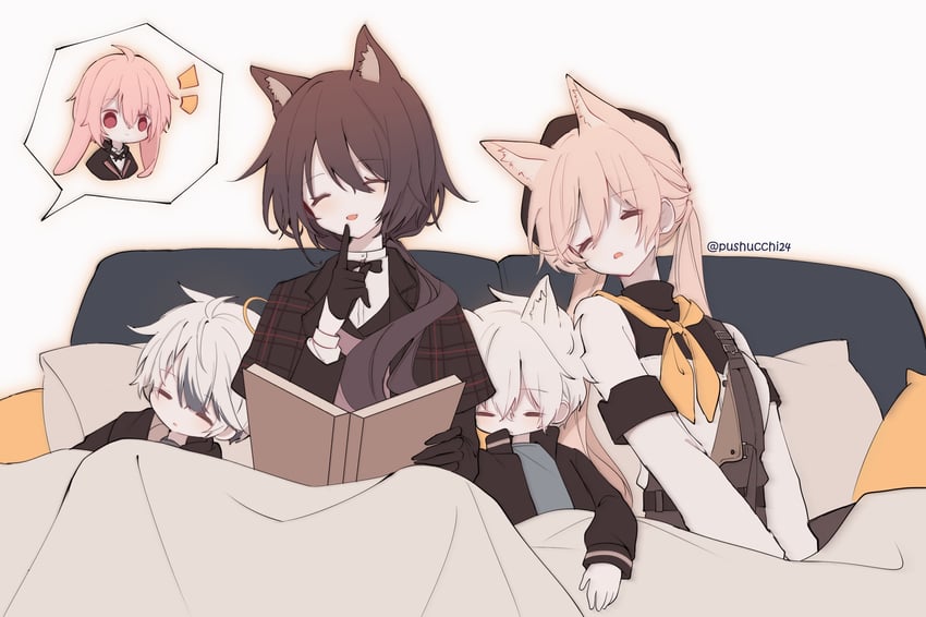 ansel, cardigan, melantha, adnachiel, and steward (arknights) drawn by pushu
