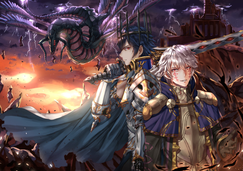 male robin, grima, and chrom (fire emblem and 2 more) drawn by wani_(fadgrith)