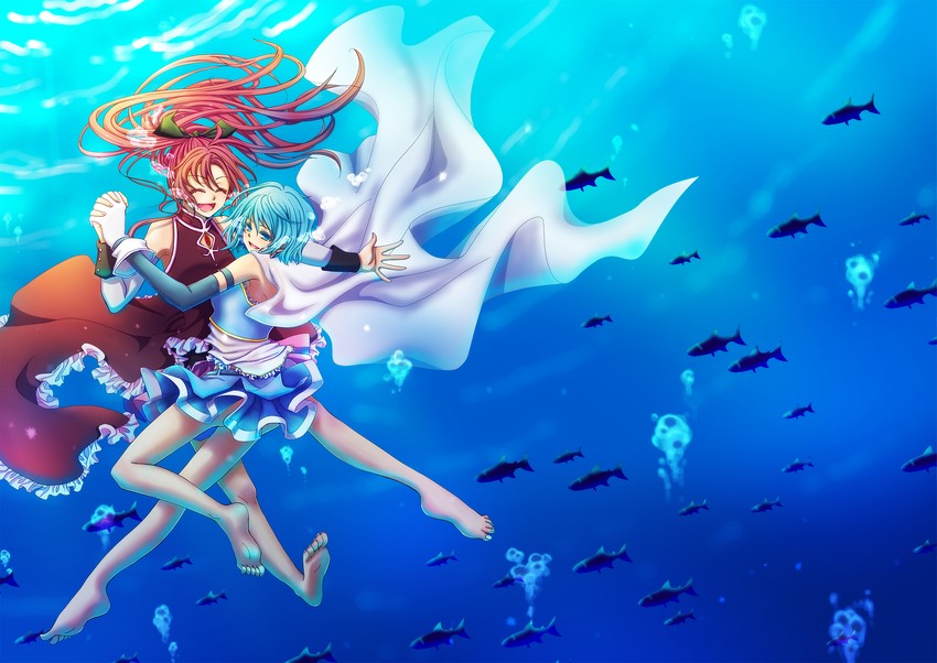 miki sayaka and sakura kyoko (mahou shoujo madoka magica) drawn by sha_(shareddelicious)