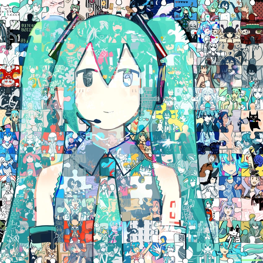 hatsune miku, kasane teto, black rock shooter, magical mirai miku, akita neru, and 2 more (vocaloid and 109 more) drawn by eletenshi