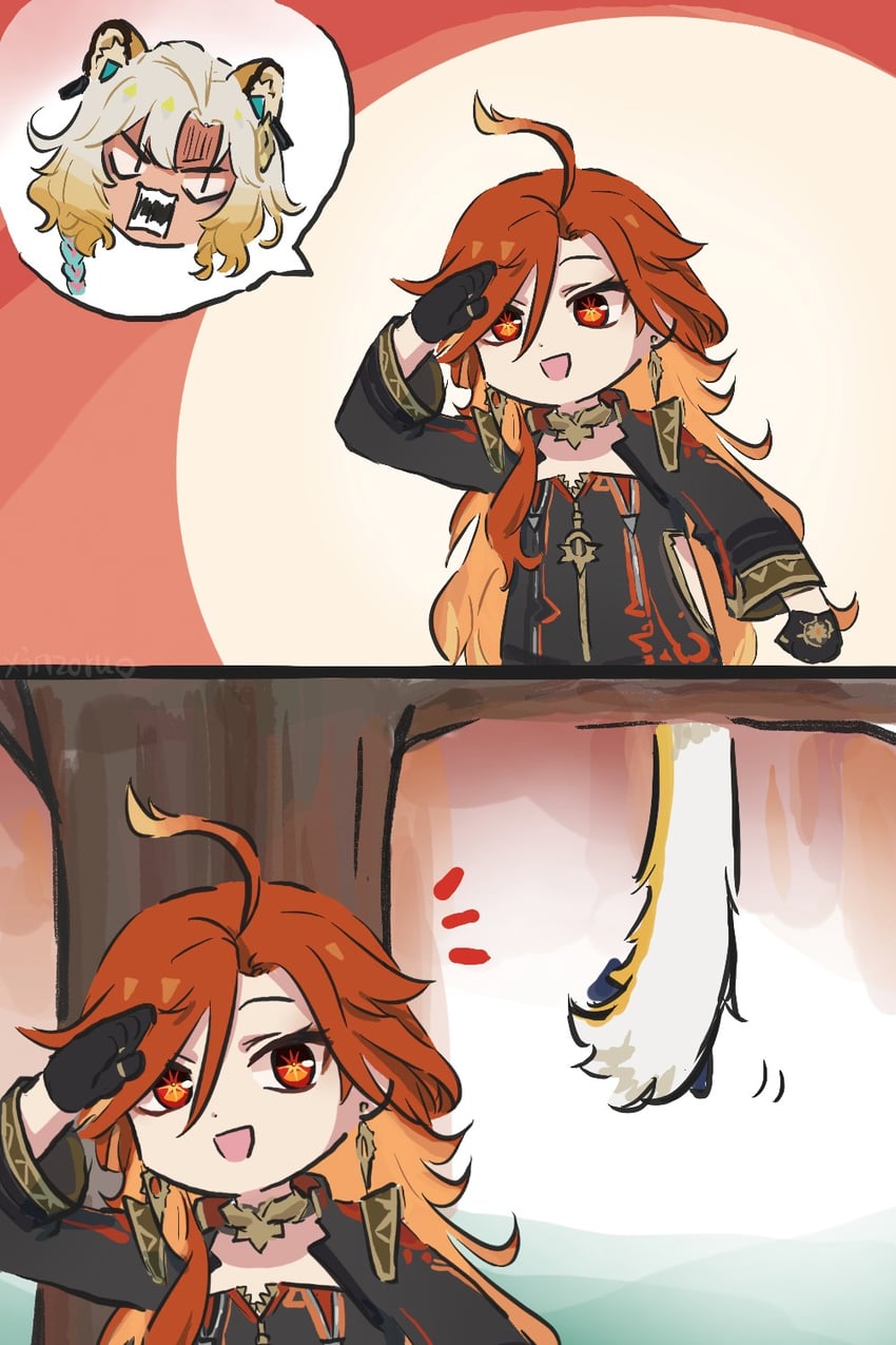 mavuika, ju fufu, and xilonen (genshin impact and 1 more) drawn by xinzoruo