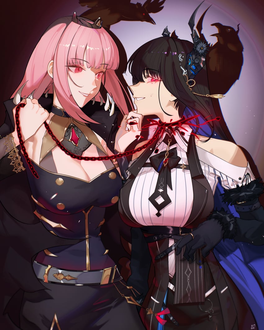mori calliope and nerissa ravencroft (hololive and 1 more) drawn by ninochuu