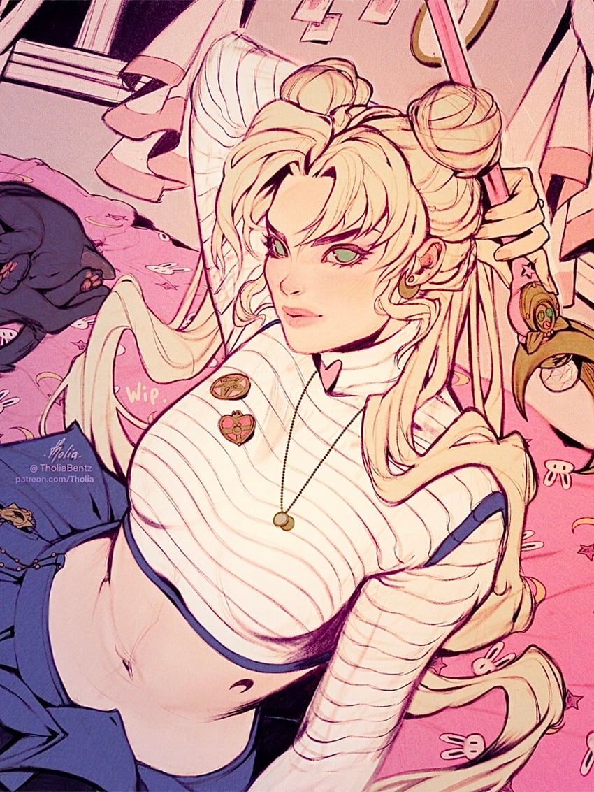 tsukino usagi and luna (bishoujo senshi sailor moon) drawn by tholia_bentz
