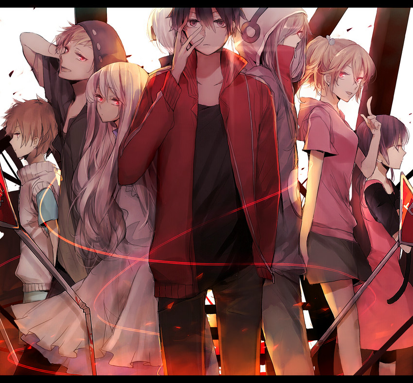 kozakura marry, kisaragi shintarou, kido tsubomi, kano shuuya, kisaragi momo, and 3 more (kagerou project) drawn by ayatoki-1