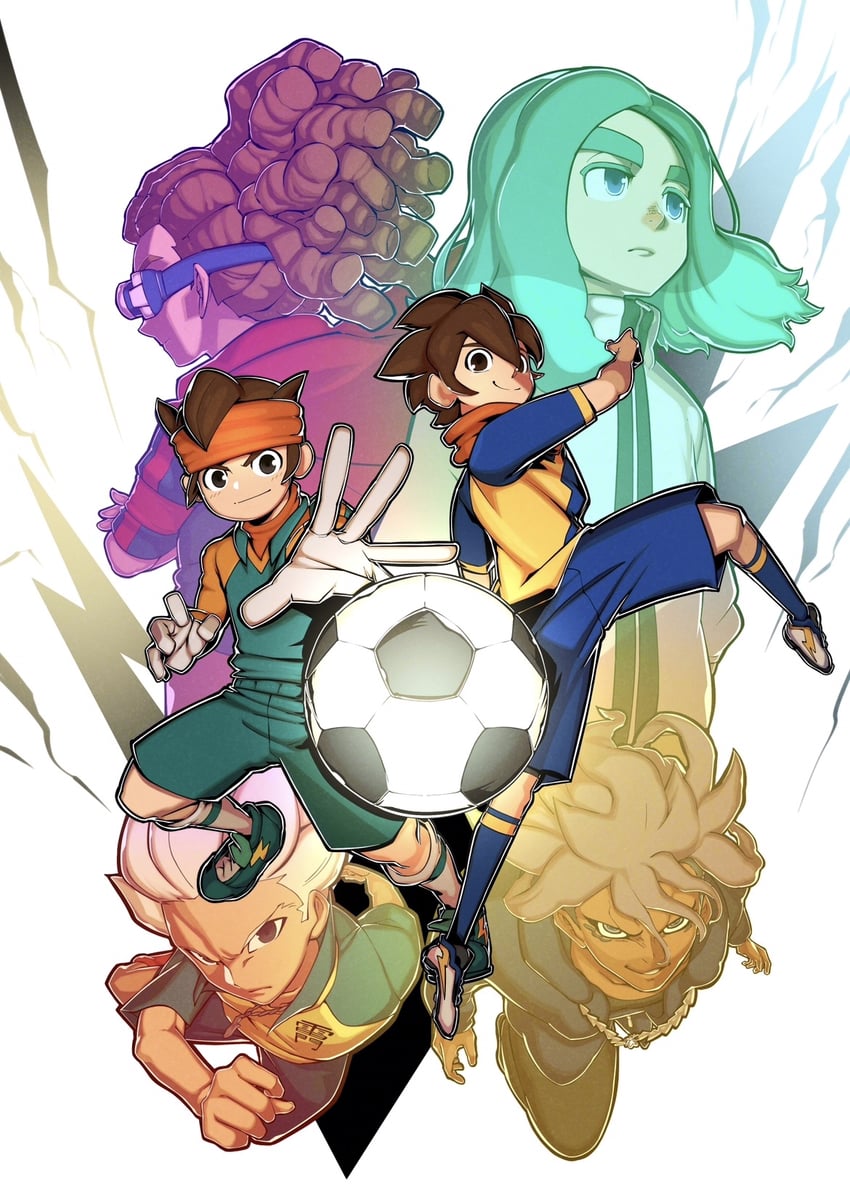 endou mamoru, kidou yuuto, gouenji shuuya, sasanami unmei, and sakurazaki jouji (inazuma eleven) drawn by kakashino_kakato