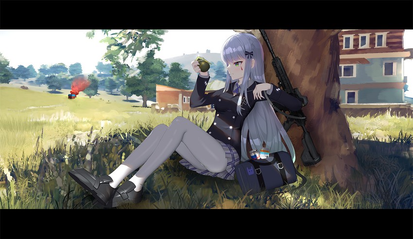 hk416 (girls' frontline and 1 more) drawn by topu
