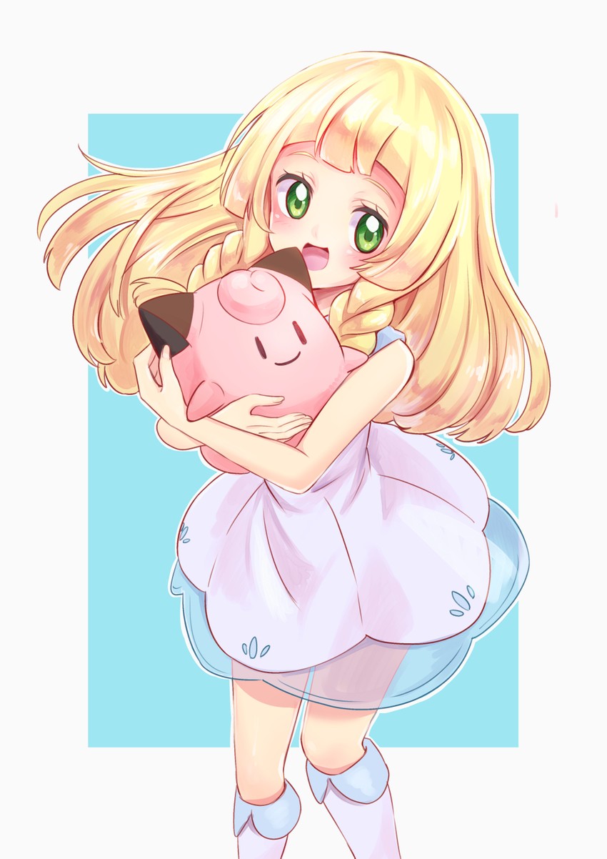 lillie and clefairy (pokemon and 1 more) drawn by sharumon