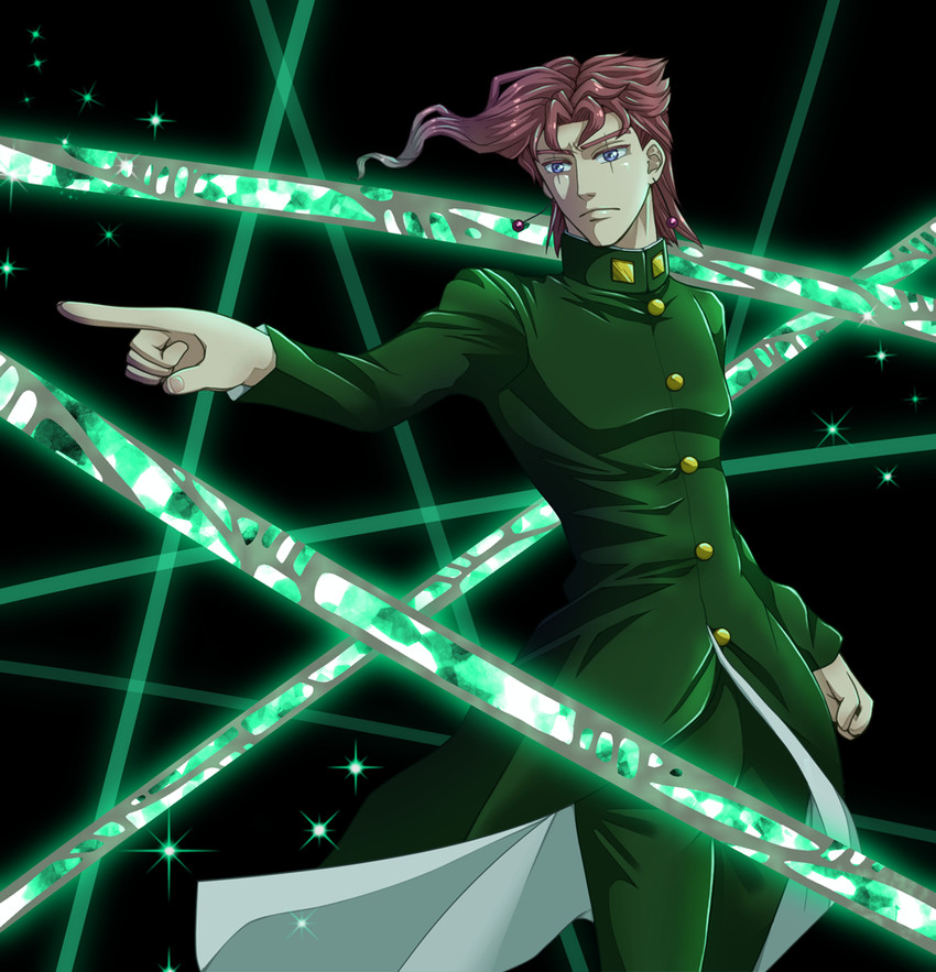 kakyoin noriaki and hierophant green (jojo no kimyou na bouken and 1 more) drawn by ranze-rabbit