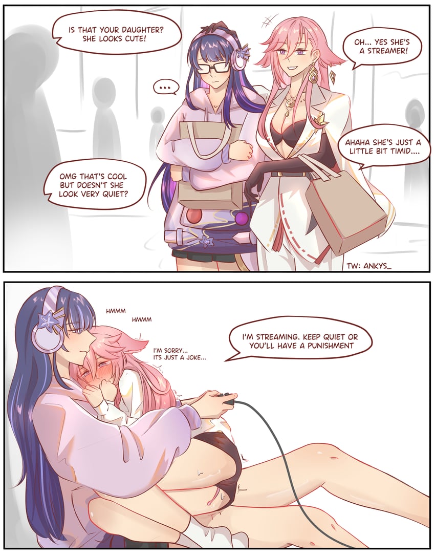 raiden shogun and yae miko (genshin impact) drawn by ankie_(ankys_)