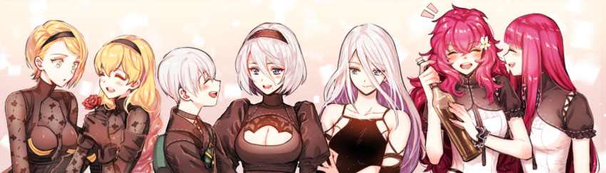 2b, 9s, a2, devola, popola, and 2 more (nier and 1 more) drawn by ninto