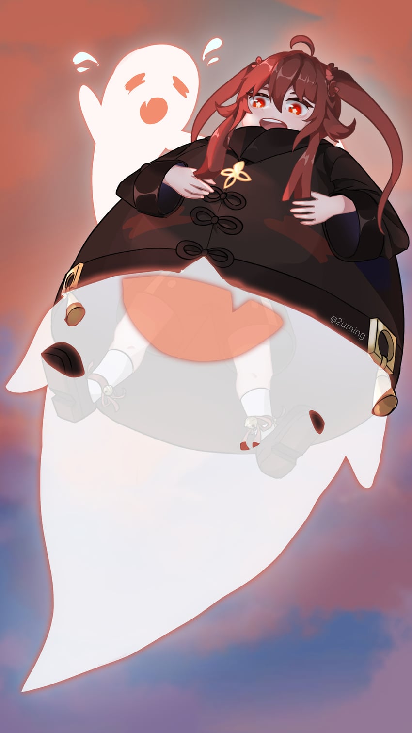 hu tao and boo tao (genshin impact) drawn by so_ming