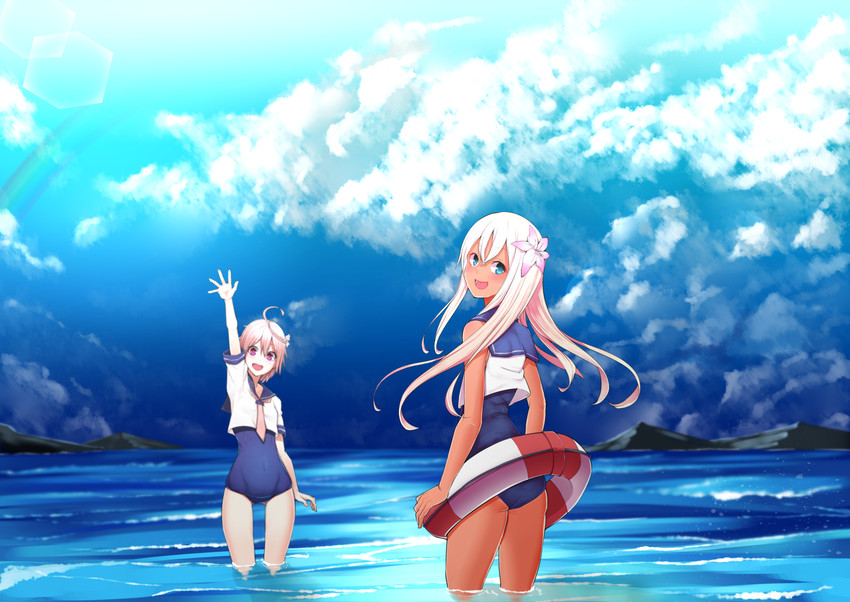 ro-500 and i-58 (kantai collection) drawn by mikan_(chipstar182)
