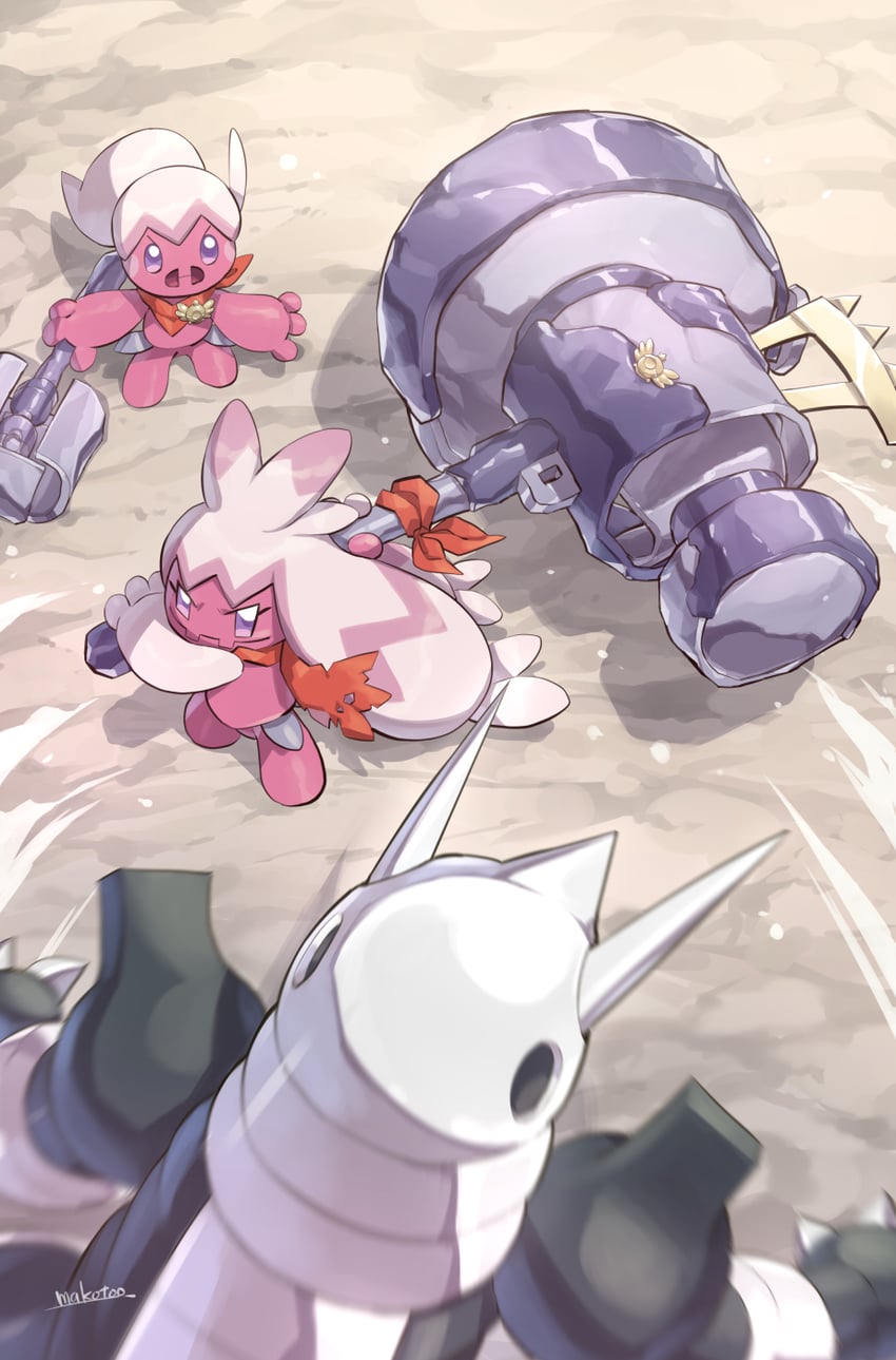 tinkaton, aggron, and tinkatuff (pokemon and 1 more) drawn by makoto_ikemu