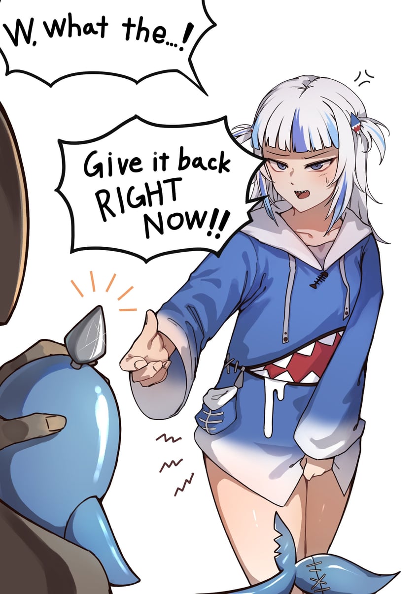 gawr gura (hololive and 1 more) drawn by iver_(reviolet)