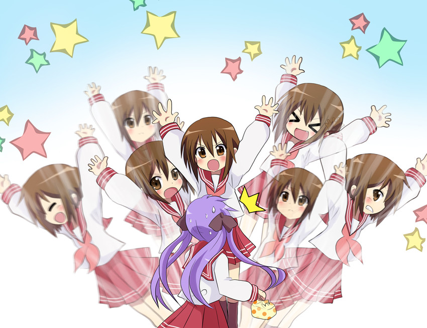 hiiragi kagami and kusakabe misao (lucky star and 1 more) drawn by massala