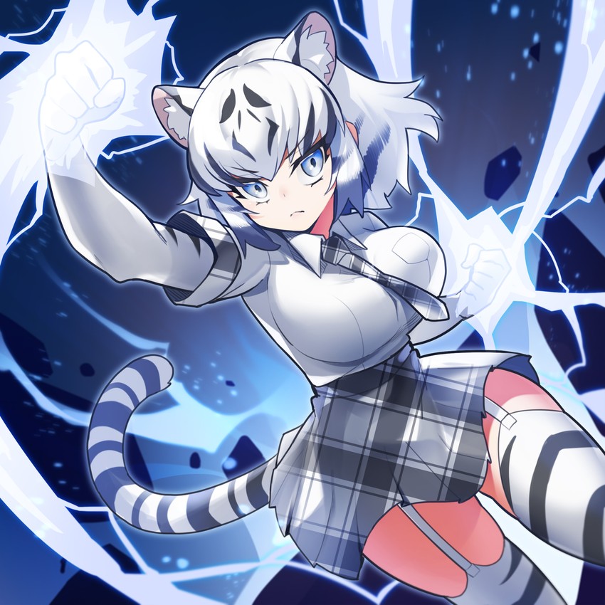 white tiger (kemono friends and 1 more) drawn by baniran_dorosu
