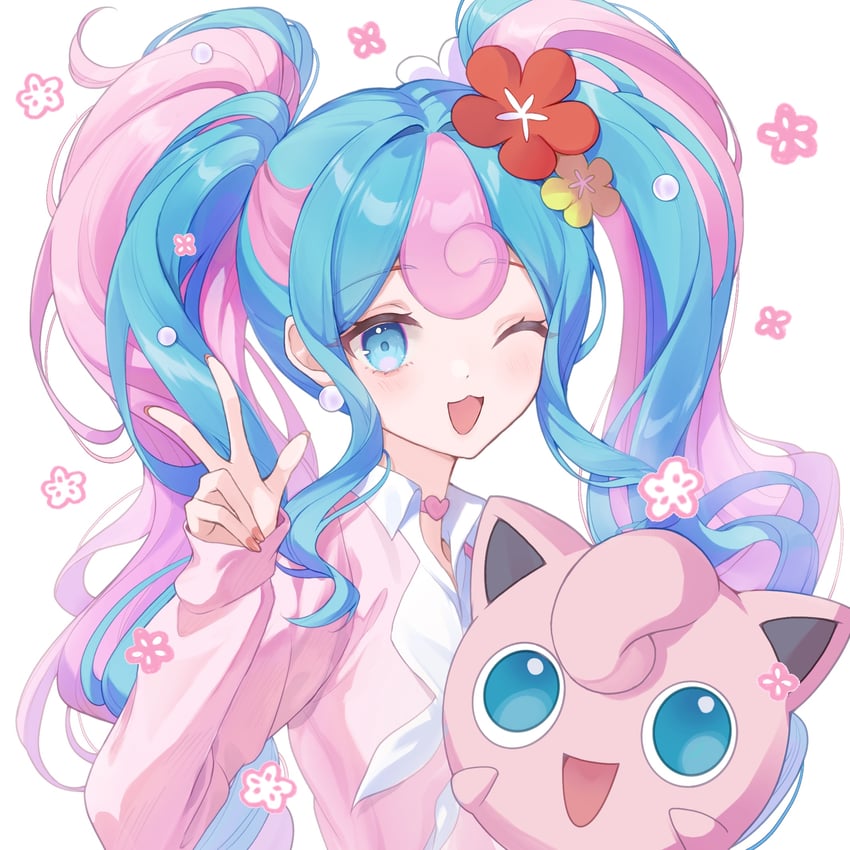 hatsune miku, jigglypuff, and fairy miku (pokemon and 2 more) drawn by osage_(8545675)