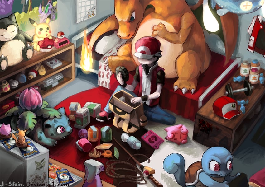 pikachu, red, eevee, charizard, gengar, and 10 more (pokemon and 3 more) drawn by j-stein