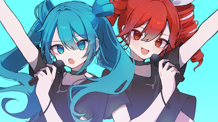 hatsune miku and kasane teto (vocaloid and 2 more) drawn by katorea