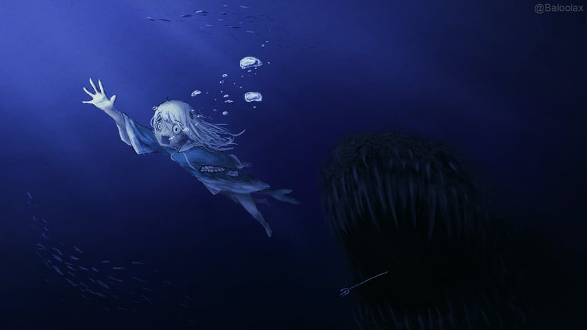 gawr gura (hololive and 1 more) drawn by baloolax