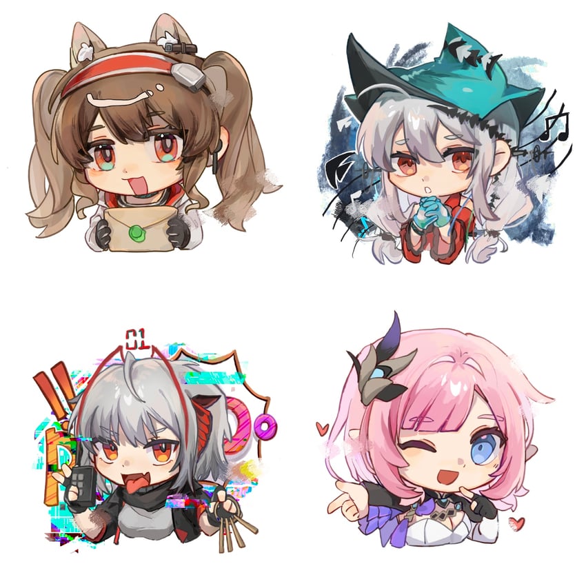 elysia, skadi, w, angelina, and skadi the corrupting heart (arknights and 2 more) drawn by jiantangshi