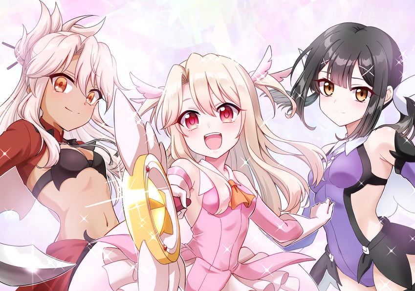 illyasviel von einzbern, chloe von einzbern, miyu edelfelt, prisma illya, and magical ruby (fate and 1 more) drawn by zakupiyo