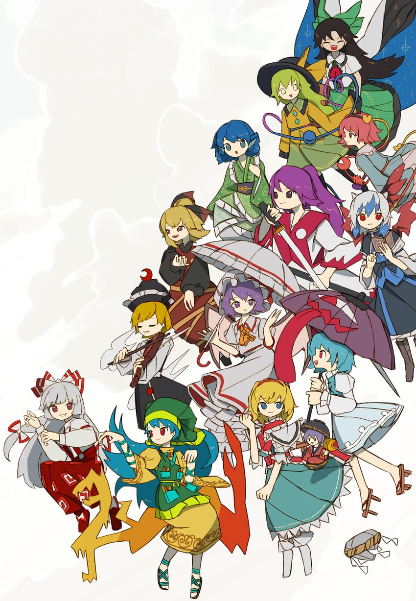 remilia scarlet, komeiji koishi, alice margatroid, fujiwara no mokou, komeiji satori, and 9 more (touhou) drawn by neruzou