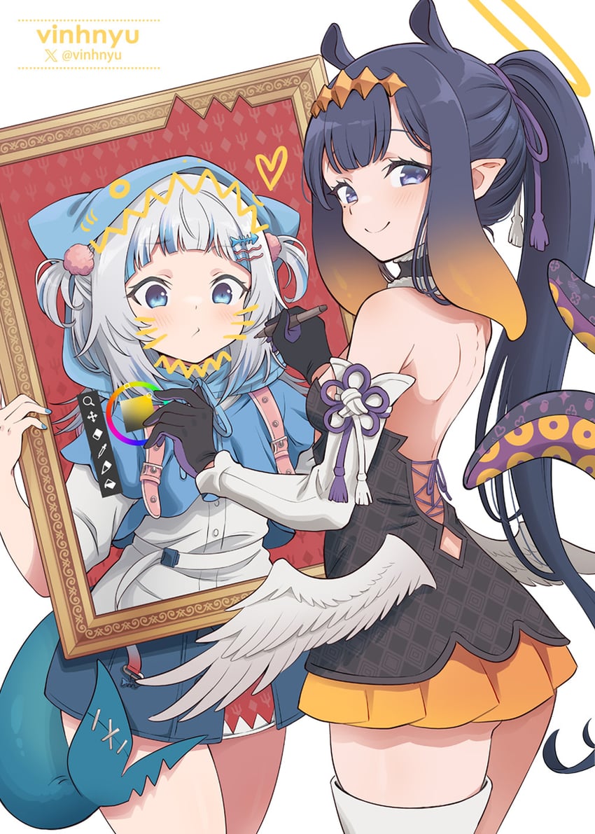 gawr gura and ninomae ina'nis (hololive and 1 more) drawn by vinhnyu