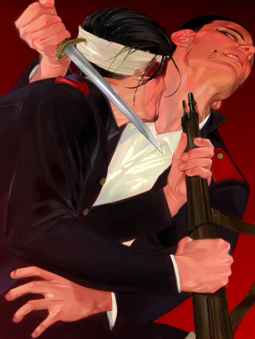 ogata hyakunosuke and usami tokishige (golden kamuy) drawn by kajibaji