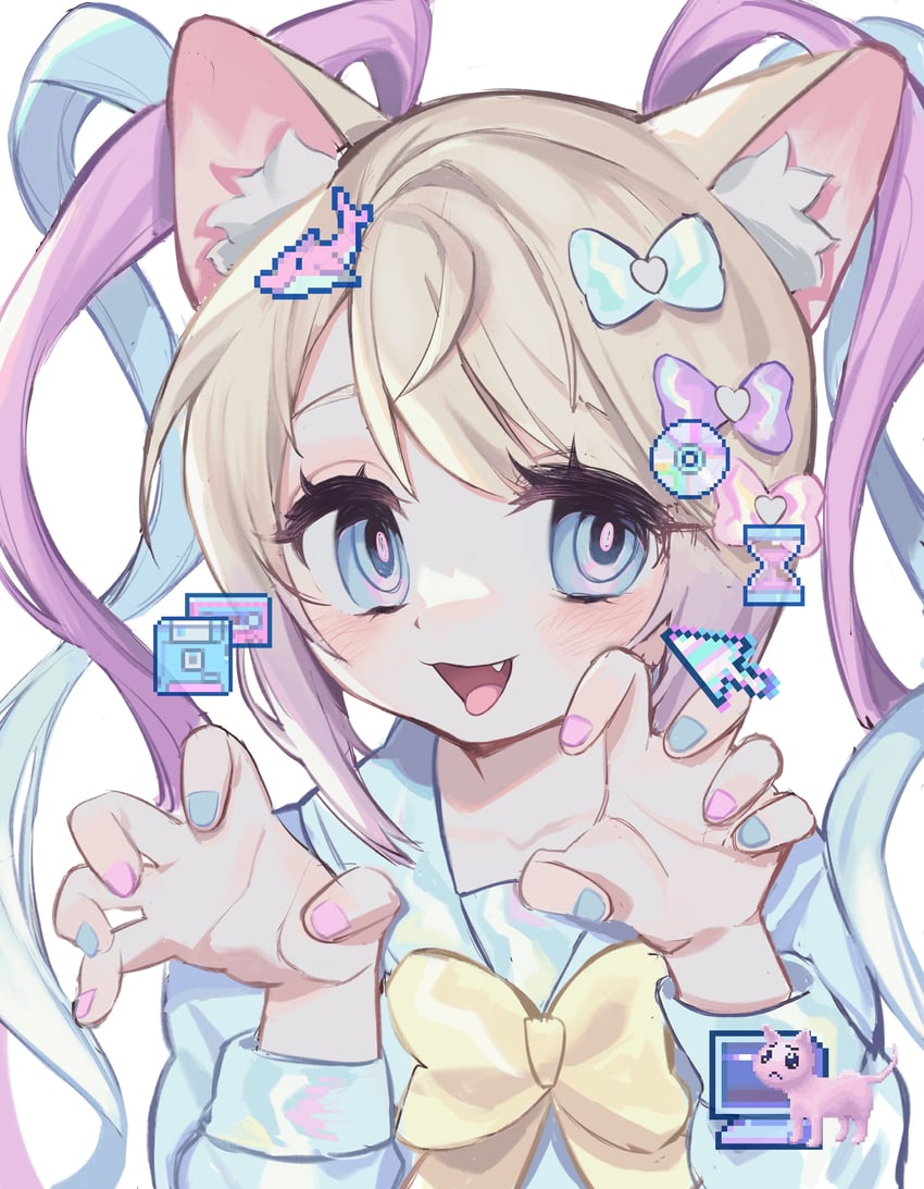 chouzetsusaikawa tenshi-chan and pien cat (needy girl overdose) drawn by kerberos_(kerbe_)