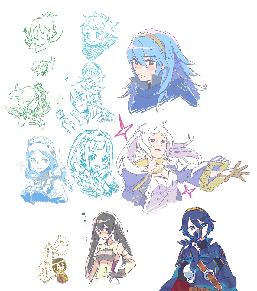 lucina, female corrin, female robin, male corrin, felicia, and 7 more (fire emblem and 3 more) drawn by aisutabetao