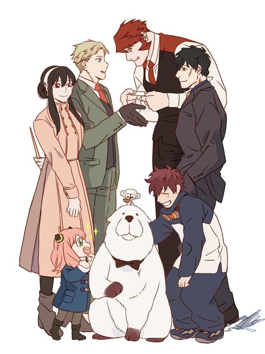 yor briar, anya, twilight, bond, klaus von reinhertz, and 2 more (spy x family and 1 more) drawn by julgi