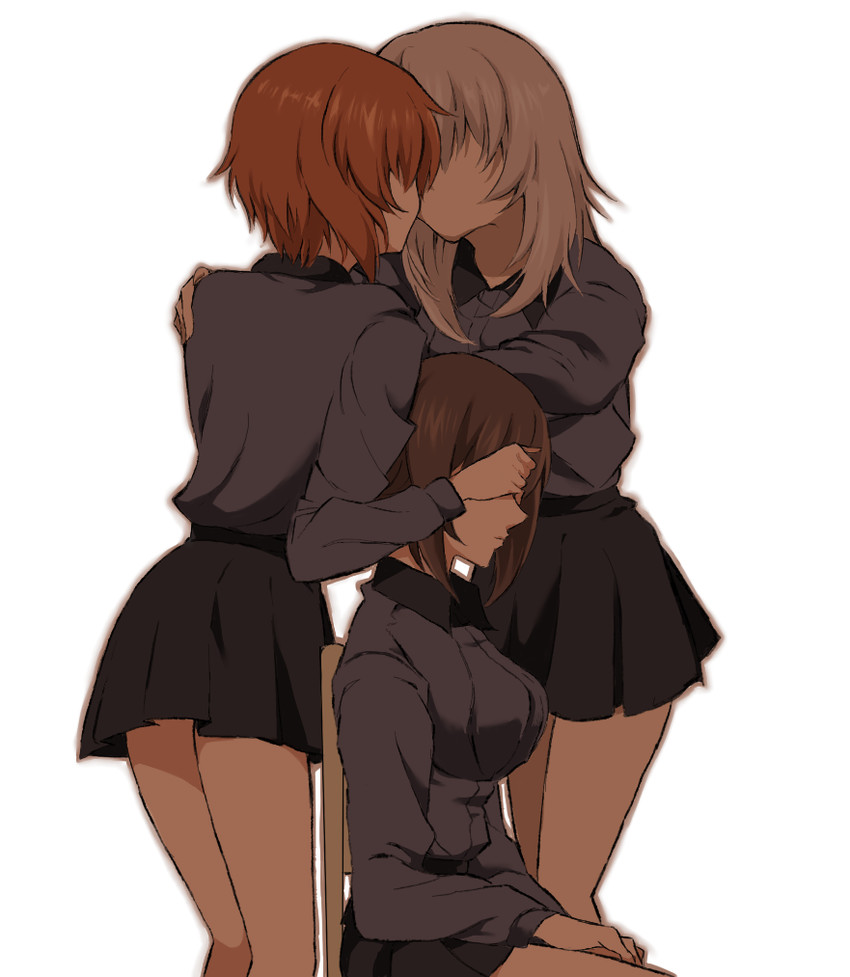 nishizumi miho, nishizumi maho, and itsumi erika (girls und panzer and 1 more) drawn by moekichi