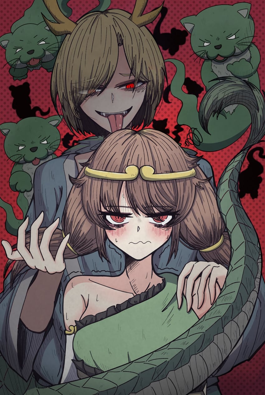 kicchou yachie, son biten, and otter spirit (touhou) drawn by 584koyashi