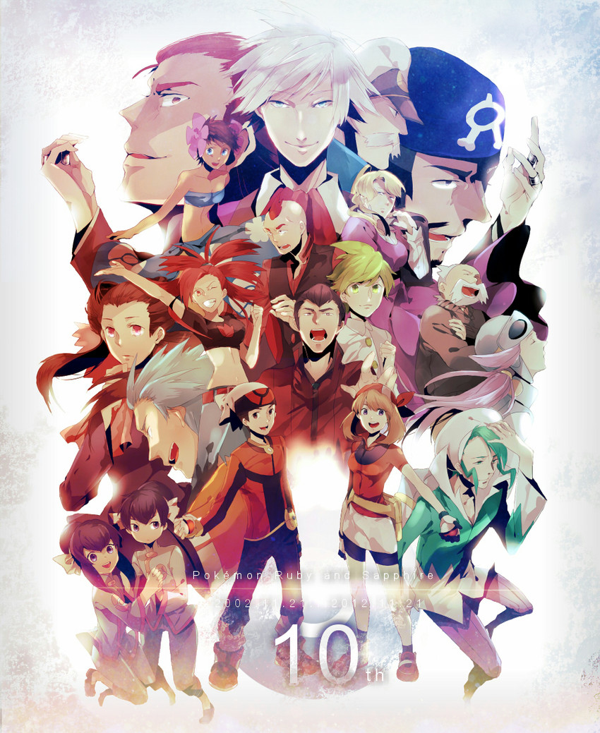 may, brendan, steven stone, flannery, archie, and 14 more (pokemon and 1 more) drawn by border0715