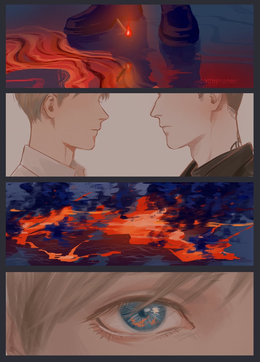 adam parrish and ronan lynch (the raven cycle) drawn by catbishonen