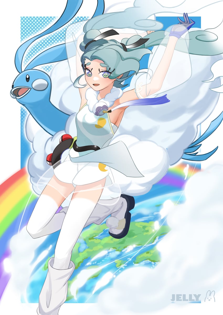 hatsune miku, altaria, and flying miku (pokemon and 2 more) drawn by purplejelly