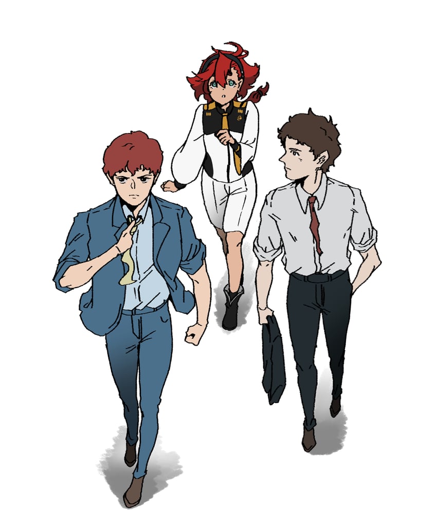 suletta mercury, amuro ray, and hathaway noa (gundam and 3 more) drawn by hotteok