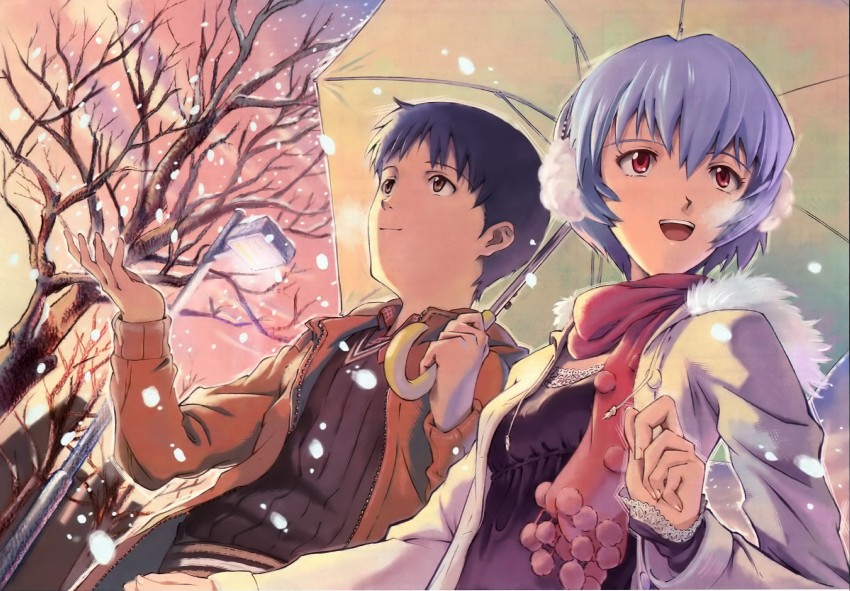 ayanami rei and ikari shinji (neon genesis evangelion) drawn by tanaka_noel