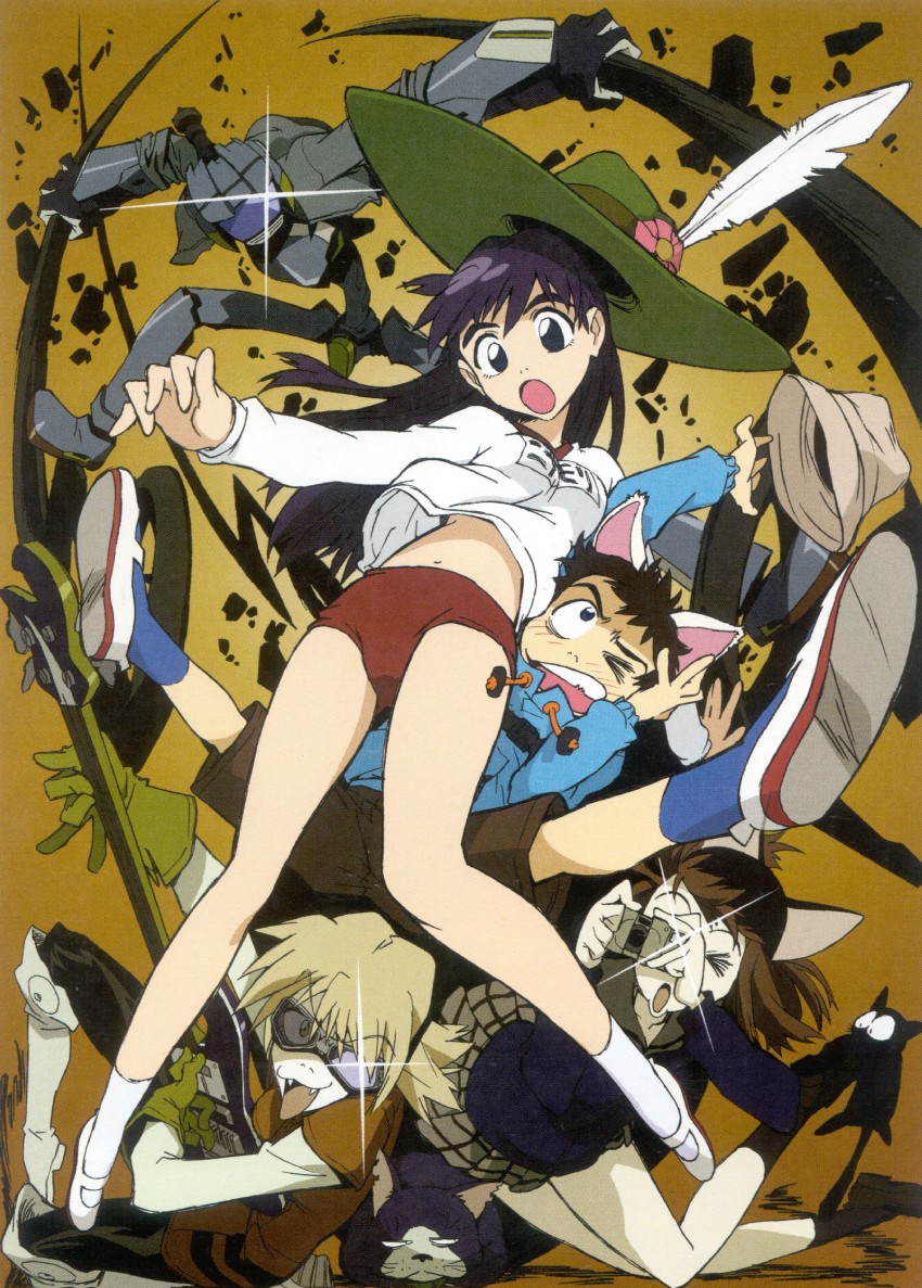haruhara haruko, samejima mamimi, nandaba naota, canti, ninamori eri, and 2 more (flcl)