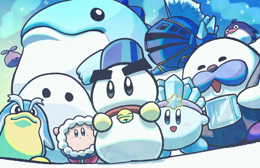 kirby, chilly, ice kirby, ice dragon, mr. frosty, and 6 more (kirby) drawn by suyasuyabi