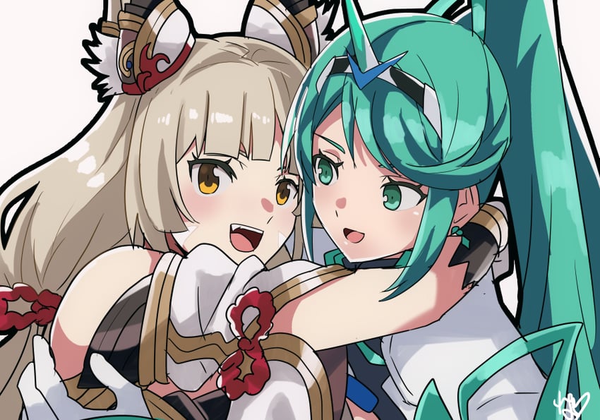 nia and pneuma (xenoblade chronicles and 1 more) drawn by rem_(eyes_410)