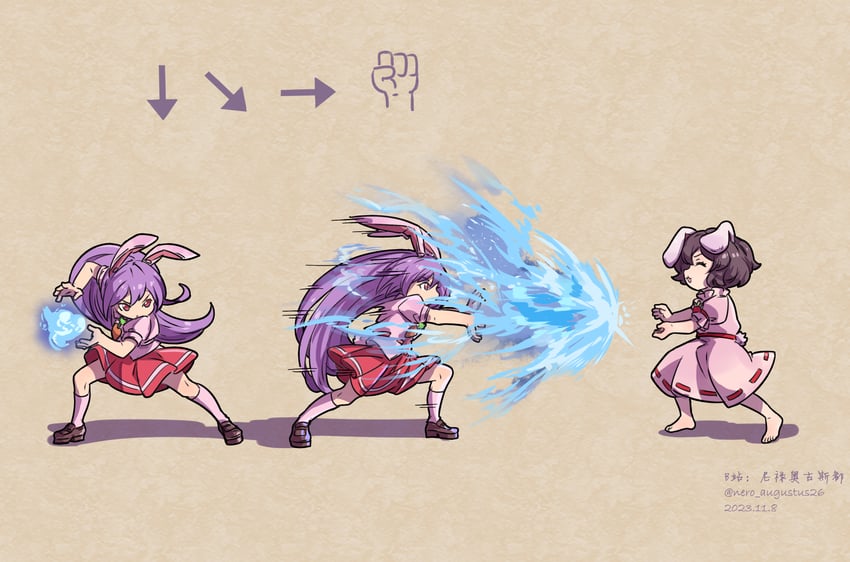 reisen udongein inaba, inaba tewi, ryu, and luke sullivan (touhou and 2 more) drawn by nero_augustus