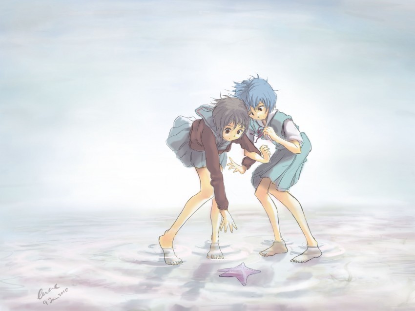 ayanami rei and nagato yuki (neon genesis evangelion and 1 more) drawn by encre