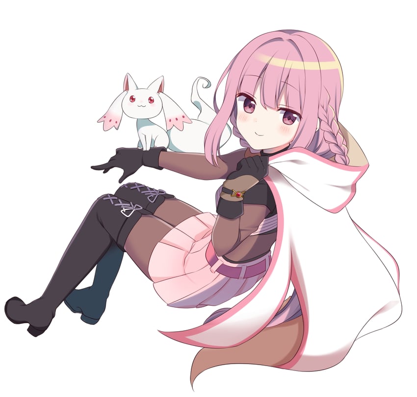tamaki iroha and small kyubey (mahou shoujo madoka magica and 1 more) drawn by fujishiro_emyu