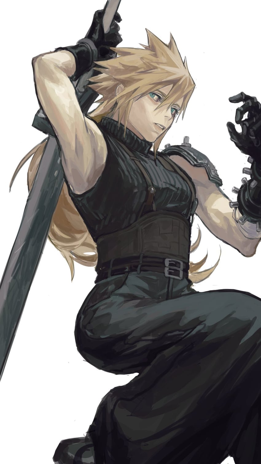 cloud strife (final fantasy and 2 more) drawn by mushinshinshin