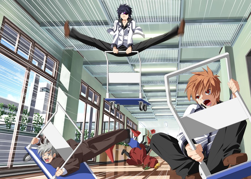 tennouji kotarou, ootori sakuya, esaka shugen, and midou (rewrite) drawn by k3_(dolphin_brain)