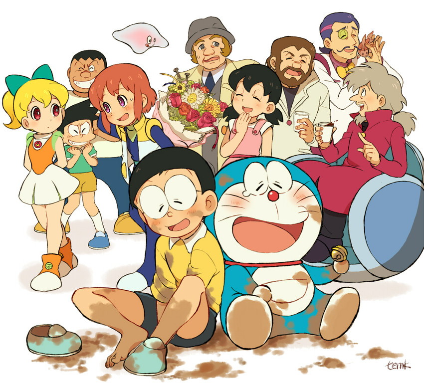 doraemon, nobi nobita, minamoto shizuka, gouda takeshi, honekawa suneo, and 6 more (doraemon and 1 more) drawn by temk