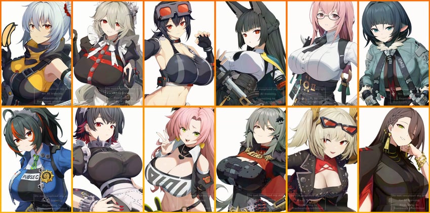 ellen joe, hoshimi miyabi, jane doe, nicole demara, tsukishiro yanagi, and 7 more (zenless zone zero) drawn by asamura_hiori